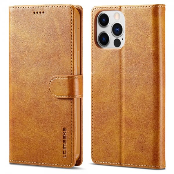 Lc.Imeeke iPhone 15 Pro Max Etui med Kortlomme stativfunksjon Lysebrun