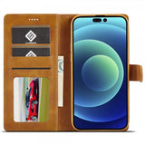Lc.Imeeke iPhone 15 Pro Max Etui med Kortlomme stativfunksjon Lysebrun