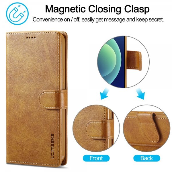 Lc.Imeeke iPhone 15 Pro Max Etui med Kortlomme stativfunksjon Lysebrun