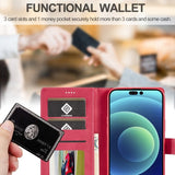 Lc.Imeeke iPhone 15 Pro Max Etui med Kortlomme stativfunksjon Magenta