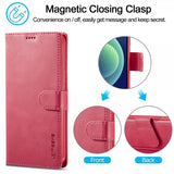 Lc.Imeeke iPhone 15 Pro Max Etui med Kortlomme stativfunksjon Magenta