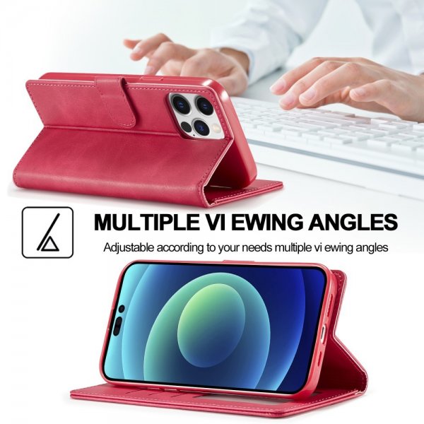 Lc.Imeeke iPhone 15 Pro Max Etui med Kortlomme stativfunksjon Magenta