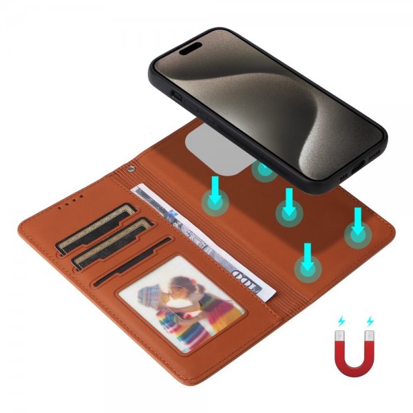 Betopnice iPhone 15 Pro Max Etui Avtagbart Deksel 005 Brun