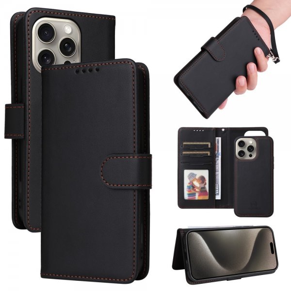 Betopnice iPhone 15 Pro Max Etui Avtagbart Deksel 005 Svart