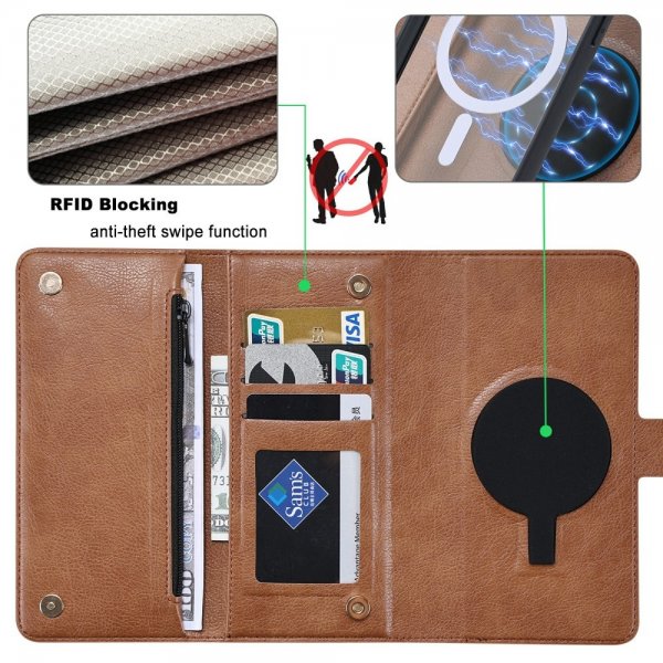 VILI iPhone 15 Pro Max Etui Avtagbart Deksel GV Series MagSafe Brun