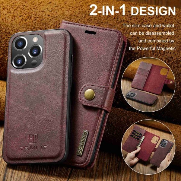 Dg.Ming iPhone 15 Pro Max Etui Avtagbart Deksel Rød