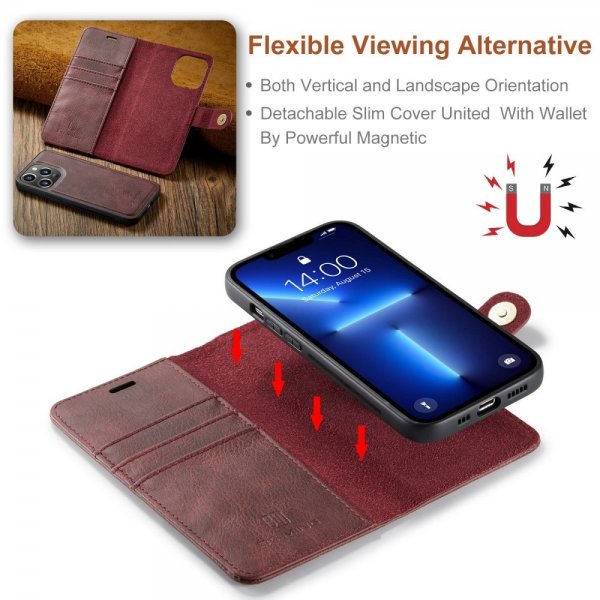 Dg.Ming iPhone 15 Pro Max Etui Avtagbart Deksel Rød