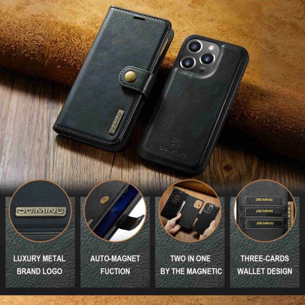 Dg.Ming iPhone 15 Pro Max Etui Avtagbart Deksel Svart