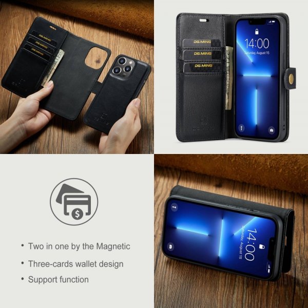 Dg.Ming iPhone 15 Pro Max Etui Avtagbart Deksel Svart