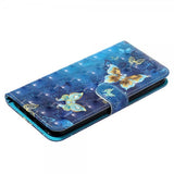 iPhone 15 Pro Max Etui Motiv Blått Gull Sommerfugler