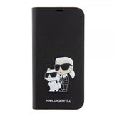 Karl Lagerfeld iPhone 15 Pro Max Etui NFT Karl & Choupette Patch Saffiano Svart
