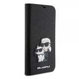 Karl Lagerfeld iPhone 15 Pro Max Etui NFT Karl & Choupette Patch Saffiano Svart