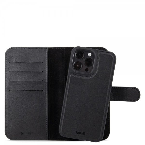 holdit iPhone 15 Pro Max Etui Wallet Case Magnet Plus Svart
