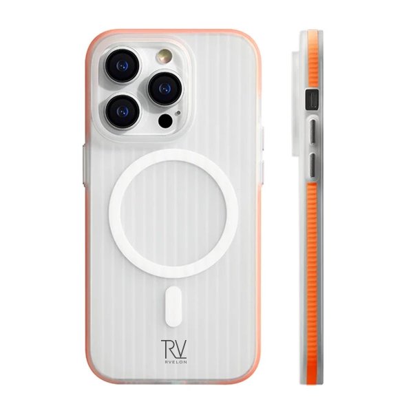 Rvelon iPhone 15 Pro Max Deksel Korrugerte MagSafe Oransje