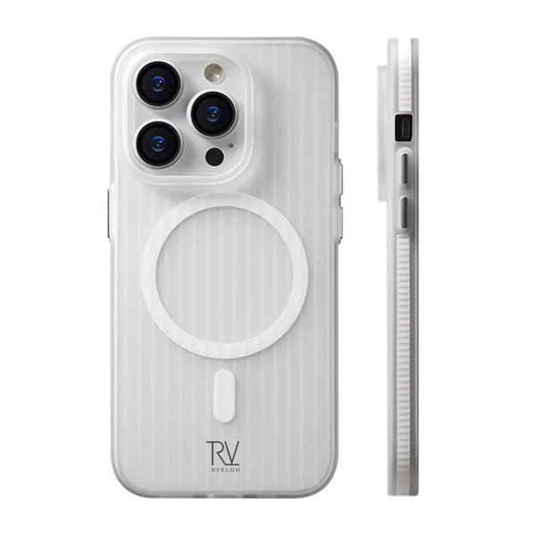Rvelon iPhone 15 Pro Max Deksel Korrugerte MagSafe Hvit