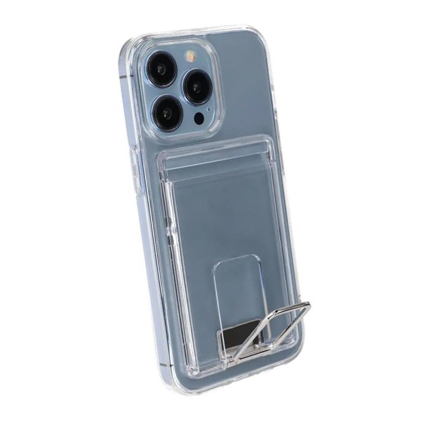 Rvelon iPhone 15 Pro Max Deksel with Stand Card Holder Transparent