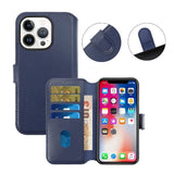 Rvelon iPhone 15 Pro Max Etui Ekte Skinn Blå
