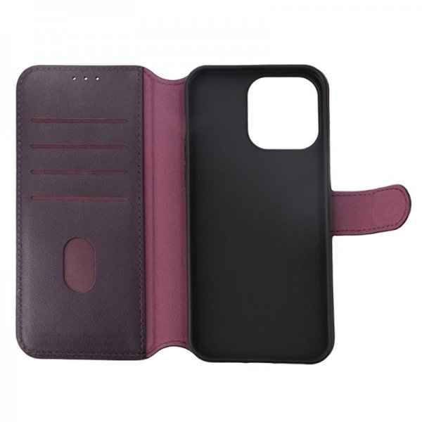Rvelon iPhone 15 Pro Max Etui Ekte Skinn Lilla