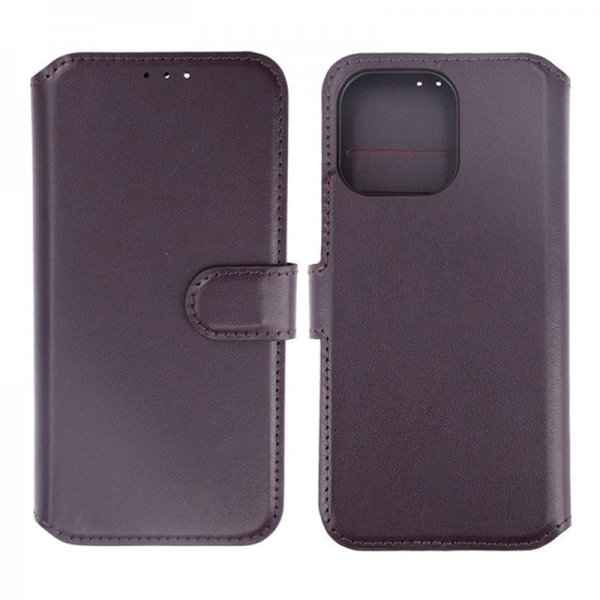 Rvelon iPhone 15 Pro Max Etui Ekte Skinn Lilla
