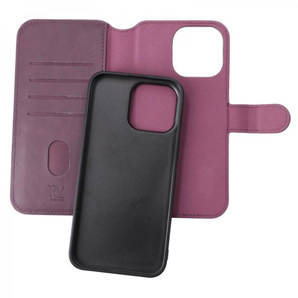 Rvelon iPhone 15 Pro Max Etui Detachable Wallet Case Lilla
