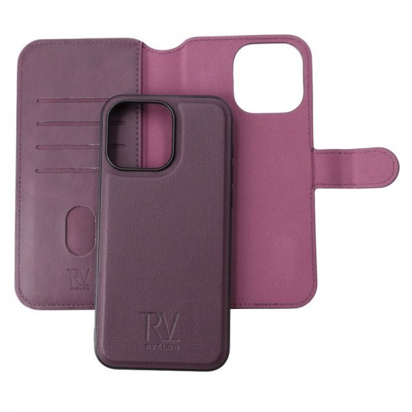 Rvelon iPhone 15 Pro Max Etui Detachable Wallet Case Lilla