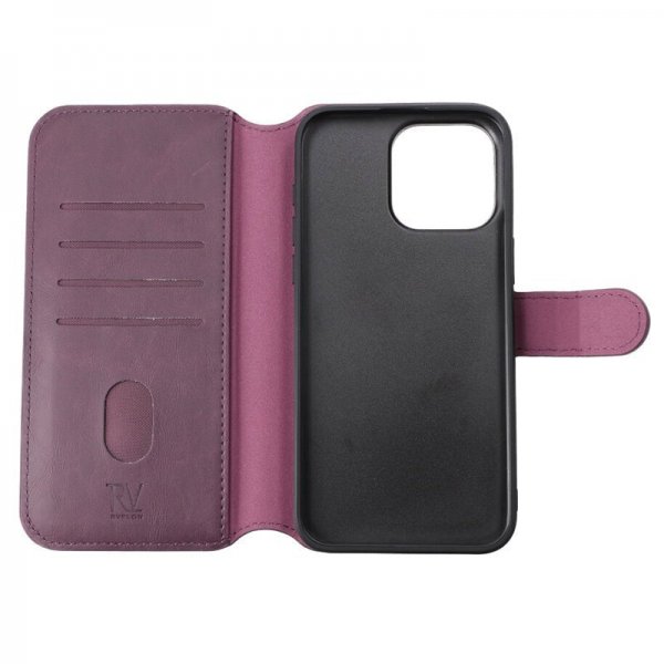 Rvelon iPhone 15 Pro Max Etui Detachable Wallet Case Lilla