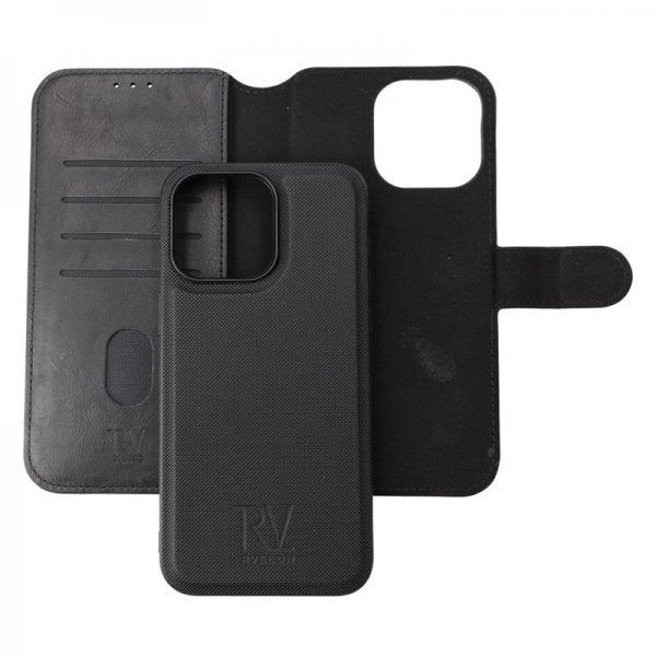 Rvelon iPhone 15 Pro Max Etui Detachable Wallet Case Svart