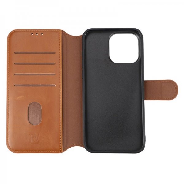 Rvelon iPhone 15 Pro Max Etui 4 Kortlomme MagSafe Brun