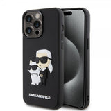 Karl Lagerfeld iPhone 15 Pro Max Deksel 3D Rubber Karl & Choupette Svart