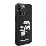 Karl Lagerfeld iPhone 15 Pro Max Deksel 3D Rubber Karl & Choupette Svart