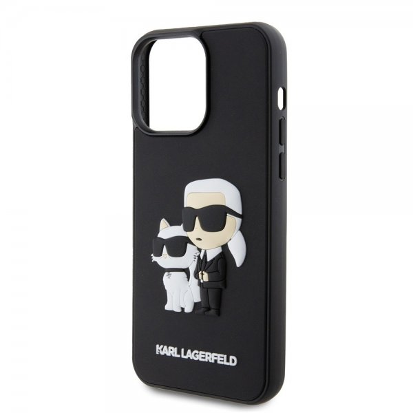 Karl Lagerfeld iPhone 15 Pro Max Deksel 3D Rubber Karl & Choupette Svart