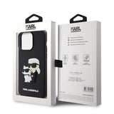 Karl Lagerfeld iPhone 15 Pro Max Deksel 3D Rubber Karl & Choupette Svart