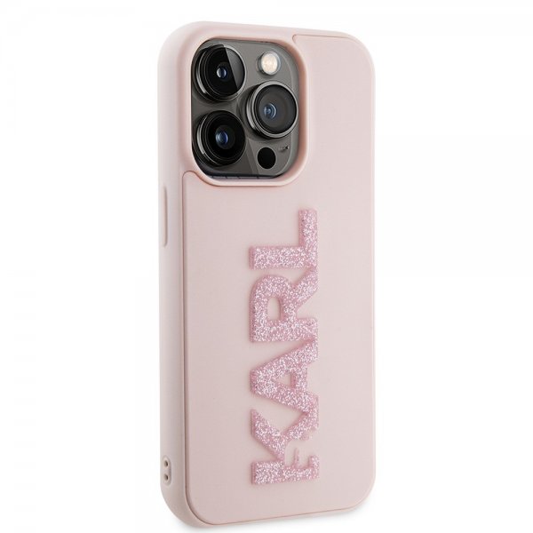 Karl Lagerfeld iPhone 15 Pro Max Deksel 3D Rubber Karl Rosa