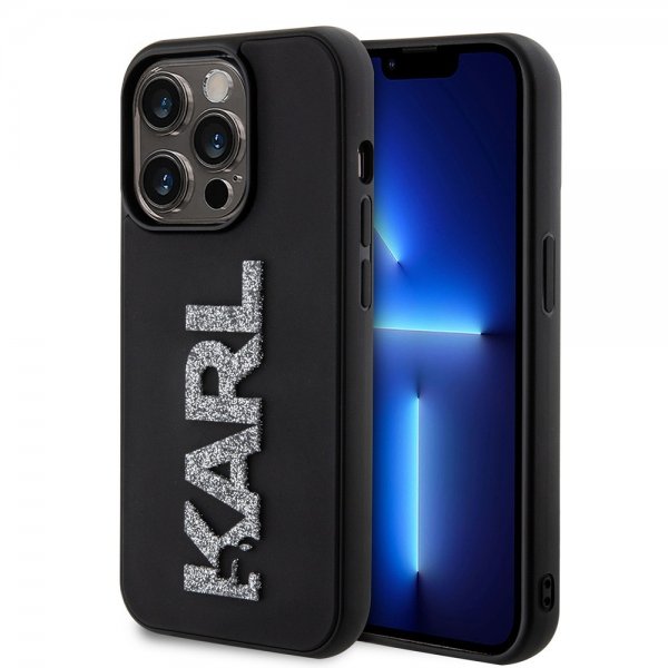 Karl Lagerfeld iPhone 15 Pro Max Deksel 3D Rubber Karl Svart