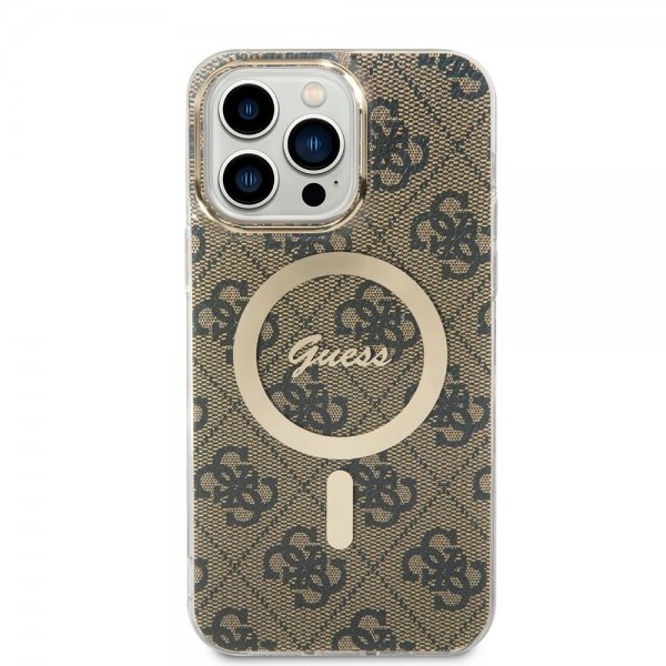 Guess iPhone 15 Pro Max Deksel 4G Pattern MagSafe Brun