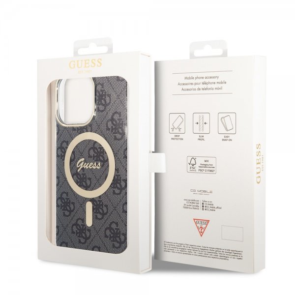 Guess iPhone 15 Pro Max Deksel 4G Pattern MagSafe Svart