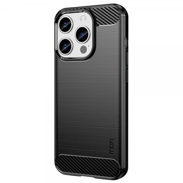 Mofi iPhone 15 Pro Max Deksel Børstet Karbonfibertekstur Svart