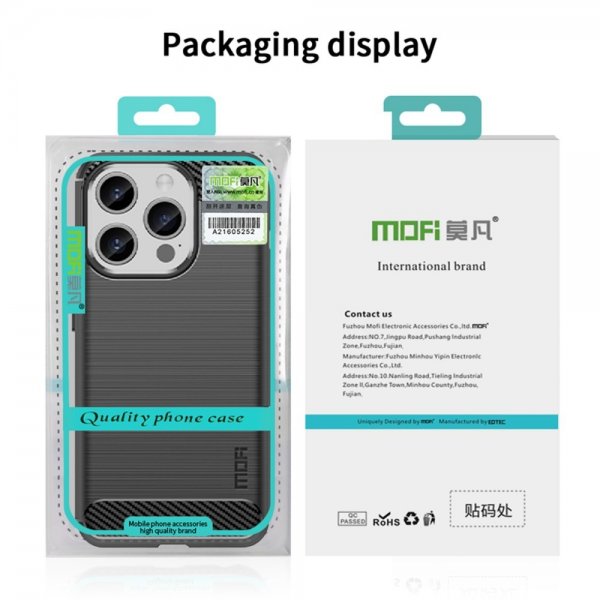Mofi iPhone 15 Pro Max Deksel Børstet Karbonfibertekstur Svart