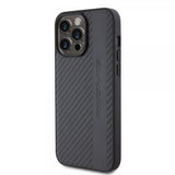 Mercedes Benz iPhone 15 Pro Max Deksel Carbon Effect Leather Stripe AMG Svart