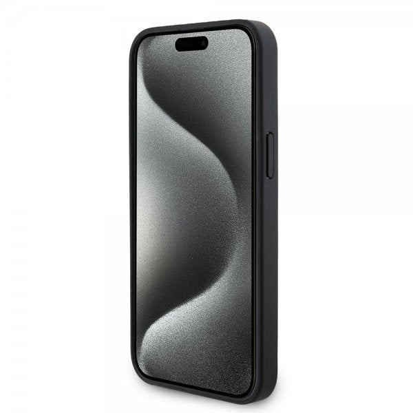Mercedes Benz iPhone 15 Pro Max Deksel Carbon Effect Leather Stripe AMG Svart