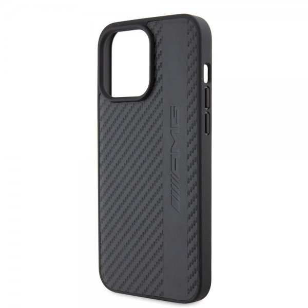 Mercedes Benz iPhone 15 Pro Max Deksel Carbon Effect Leather Stripe AMG Svart