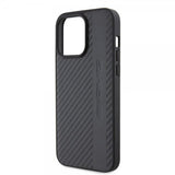 Mercedes Benz iPhone 15 Pro Max Deksel Carbon Effect Leather Stripe AMG Svart