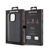 Mercedes Benz iPhone 15 Pro Max Deksel Carbon Effect Leather Stripe AMG Svart