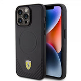 Ferrari iPhone 15 Pro Max Deksel Carbon PU Leather MagSafe Svart
