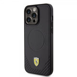Ferrari iPhone 15 Pro Max Deksel Carbon PU Leather MagSafe Svart