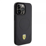 Ferrari iPhone 15 Pro Max Deksel Carbon PU Leather MagSafe Svart
