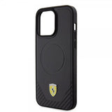 Ferrari iPhone 15 Pro Max Deksel Carbon PU Leather MagSafe Svart