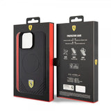 Ferrari iPhone 15 Pro Max Deksel Carbon PU Leather MagSafe Svart