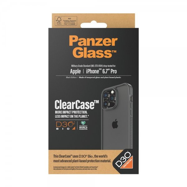 PanzerGlass iPhone 15 Pro Max Deksel ClearCase D3O Svart