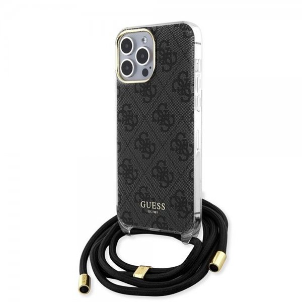 Guess iPhone 15 Pro Max Deksel Crossbody Cord Svart